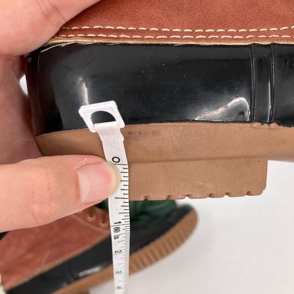 Adriana Brown Black Tan Red Plaid Flannel Lined Lace Up Duck Winter Rain Boots - Picture 10 of 11